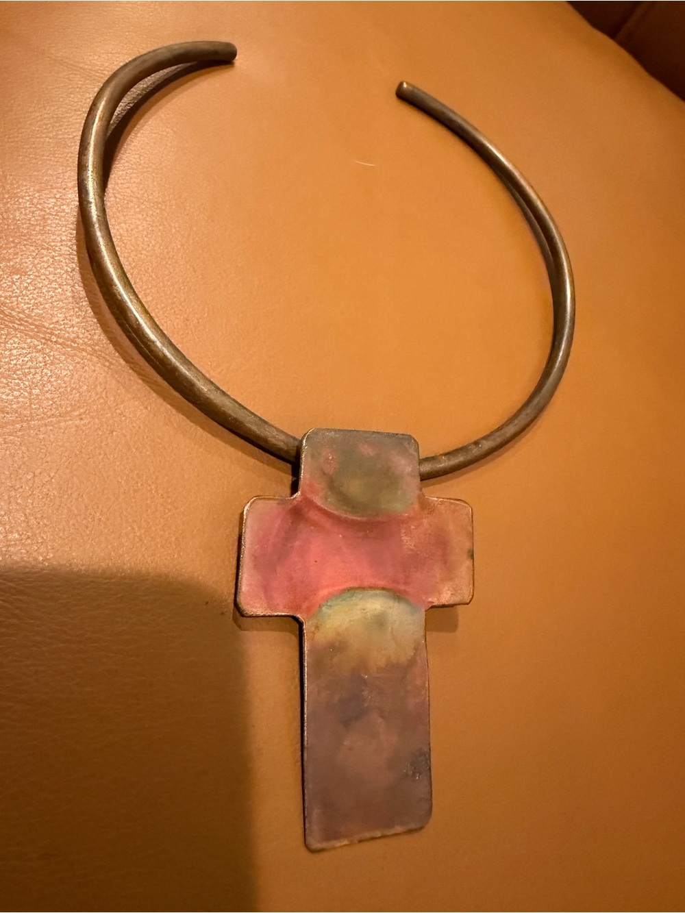 Handcrafted OOAK copper Cross choker Necklace
